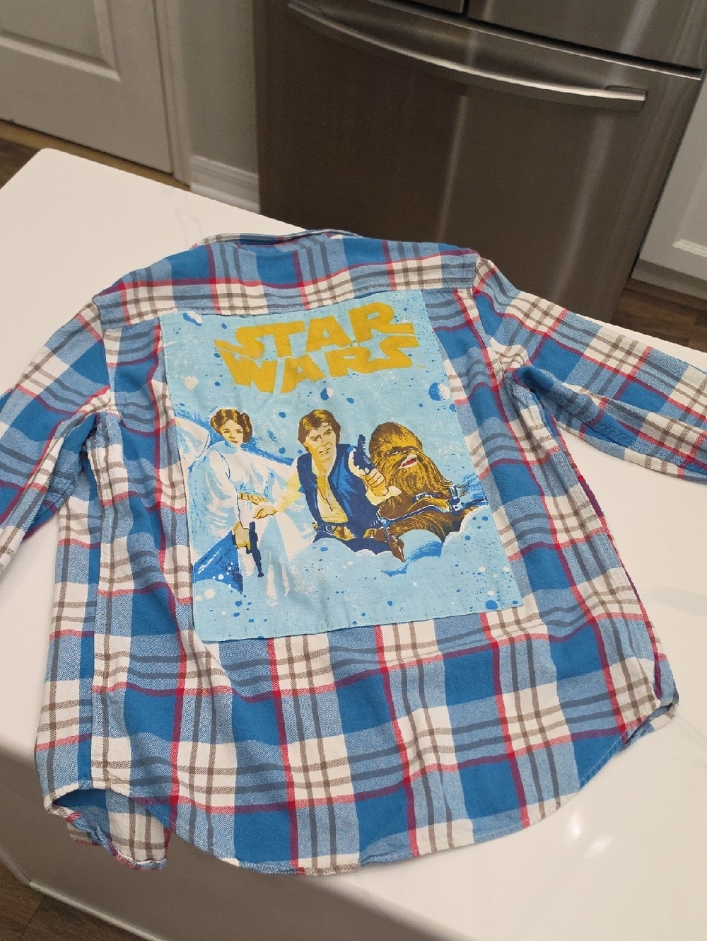 Star Wars Plaid Button-Up Shirt with Character Graphic
